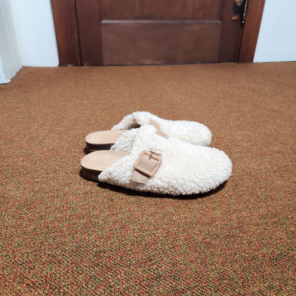 J Crew Factory Faux Fur Clog Slippers